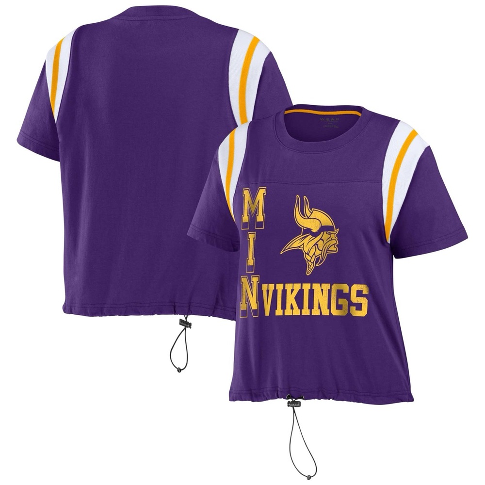 WEAR by Erin Andrews Minnesota Vikings NFL drawstring crop top Large NWT